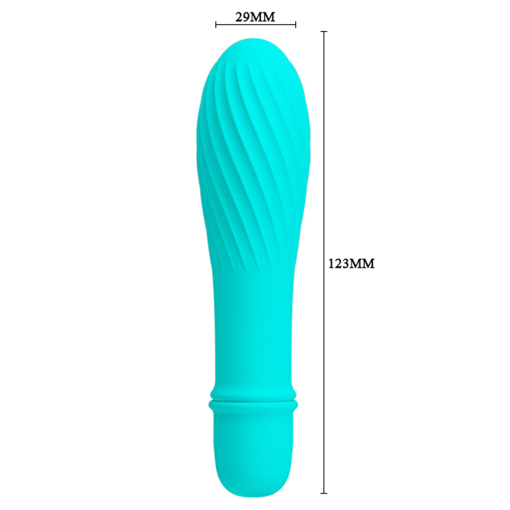 Pretty Love Solomon G-Spot Bullet Vibrator has a textured silicone body w/ a bulbous tip to target your G-spot for deep internal pleasure inside. Blue-dimension.