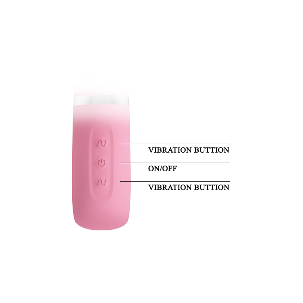Pretty Love's Thomas Rabbit Vibrator has a flexible shaft w/ a soft bulbous G-spot head & short clitoral stimulator for dual pleasure. Pink-control buttons.