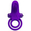 Pretty Love Vibrant Nubby Cock & Ball Ring has a 10-mode vibrating bullet that pleases both partners + a large textured clitoral head for her. Purple.