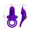 Pretty Love Vibrant Nubby Cock & Ball Ring has a 10-mode vibrating bullet that pleases both partners + a large textured clitoral head for her. Purple-dimension.