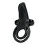 Pretty Love Vibrant Nubby Cock & Ball Ring has a 10-mode vibrating bullet that pleases both partners + a large textured clitoral head for her. Black-GIF.