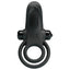 Pretty Love Vibrant Nubby Cock & Ball Ring has a 10-mode vibrating bullet that pleases both partners + a large textured clitoral head for her. Black.