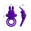 Pretty Love Vibrant Rabbit Cock & Ball Ring has 2 clitoral bunny ears that vibrate in 10 modes to tease both partners while keeping him harder for longer. Purple. Dimension.
