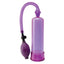 Pump Worx - Beginner's Power Pump has a medical-style pump ball you can hand-squeeze to watch your erection grow bigger & thicker through the clear vacuum tube. Purple.
