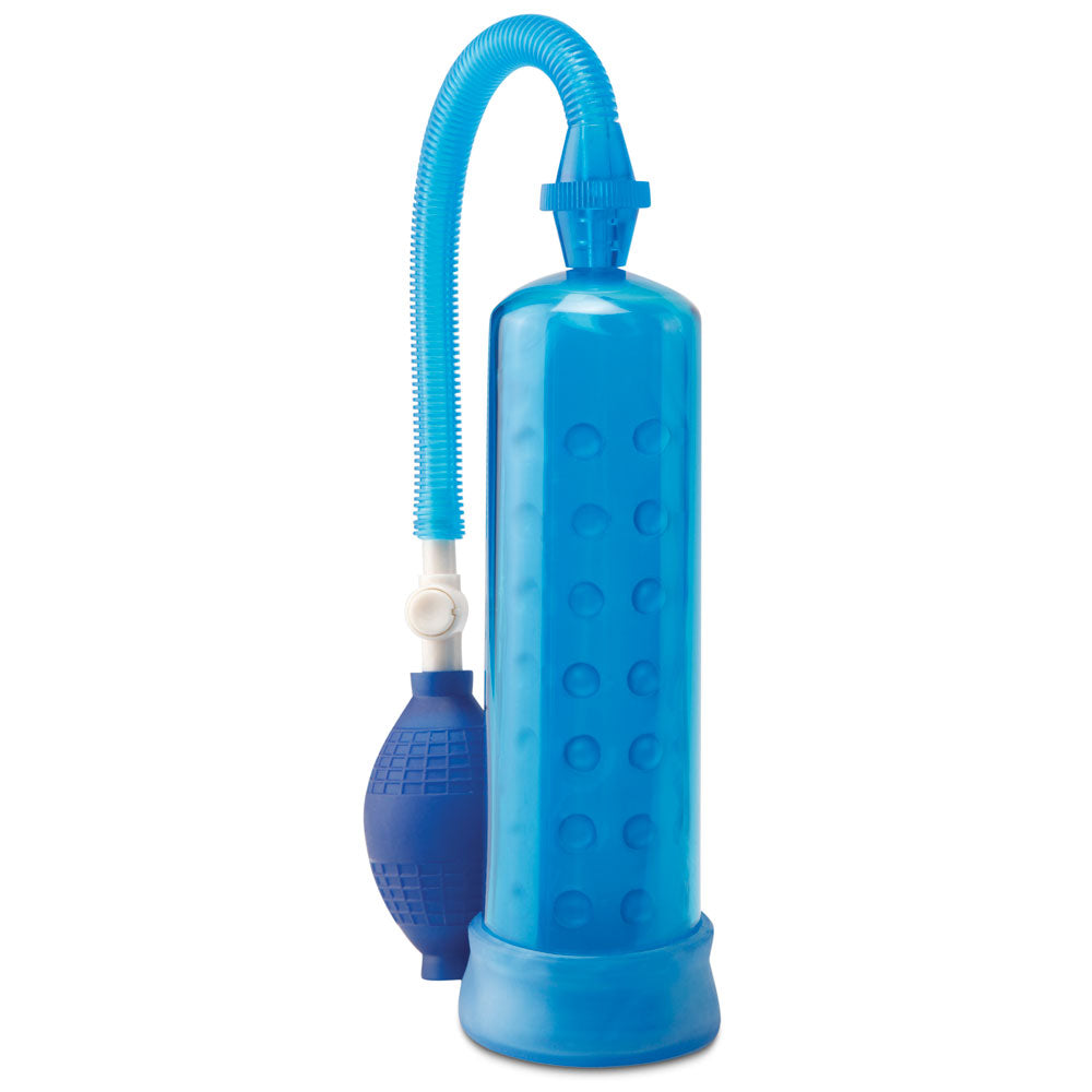 Pump Worx Silicone Power Pump gives you a stronger, longer-lasting erection with every squeeze of the hand-pump ball & has a quick-release valve for fast play. Blue.