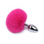 Rabbit Tail Metal Butt Plug has a cute fluffy bunny tail w/ a tapered tip for comfortable insertion & a seamless finish that's compatible w/ all lubricants. Hot pink.