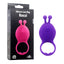 Rascal Love Ring - rechargeable silicone cockring with 10 vibration modes, clitoral stimulator with twin antennae. Purple, box