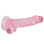 RealRock 7" Crystal Clear Realistic Dildo With Balls & Suction Cup has a lifelike shape & size w/ 5.9" insertable & a ridged phallic head, veiny shaft + testicles for safe anal or vaginal play. Pink. (2)