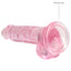 RealRock 7" Crystal Clear Realistic Dildo With Balls & Suction Cup has a lifelike shape & size w/ 5.9" insertable & a ridged phallic head, veiny shaft + testicles for safe anal or vaginal play. Pink-suction cup.