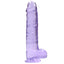 RealRock 9" Crystal Clear Realistic Dildo With Balls & Suction Cup has a lifelike sculpted phallic head, veiny shaft & testicles for safe anal or vaginal play. Purple. (2)