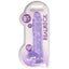 RealRock 9" Crystal Clear Realistic Dildo With Balls & Suction Cup has a lifelike sculpted phallic head, veiny shaft & testicles for safe anal or vaginal play. Purple-package.