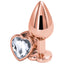 Rear Assets - Rose Gold Heart Gem Butt Plug - Medium - Clear