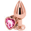 Rear Assets - Rose Gold Heart Gem Butt Plug - Medium - Pink