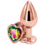 Rear Assets - Rose Gold Heart Gem Butt Plug - Medium - Rainbow