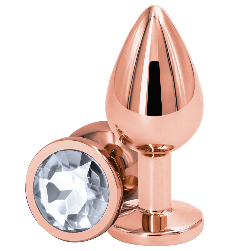 Rear Assets Medium Rose Gold Metal Butt Plug w/ Round Gem Sexyland Rear Assets Medium Rose Gold Metal Butt Plug w/ Round Gem Sexyland