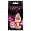 Rear Assets - rose gold round gem butt plug - medium has a round crystal base & is scratch-resistant, hypoallergenic & temperature play-ready. Pink-package.