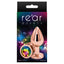 Rear Assets - rose gold round gem butt plug - medium has a round crystal base & is scratch-resistant, hypoallergenic & temperature play-ready. Rainbow-package.