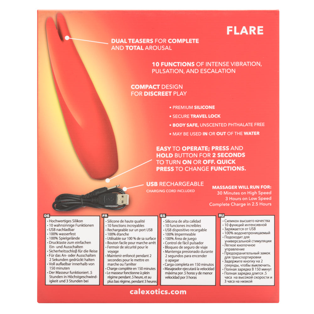 Red Hot - Flare - discreet vibrating massager is compact enough to go anywhere with you & its 10 whisper-quiet settings will leave you breathless. Red 11