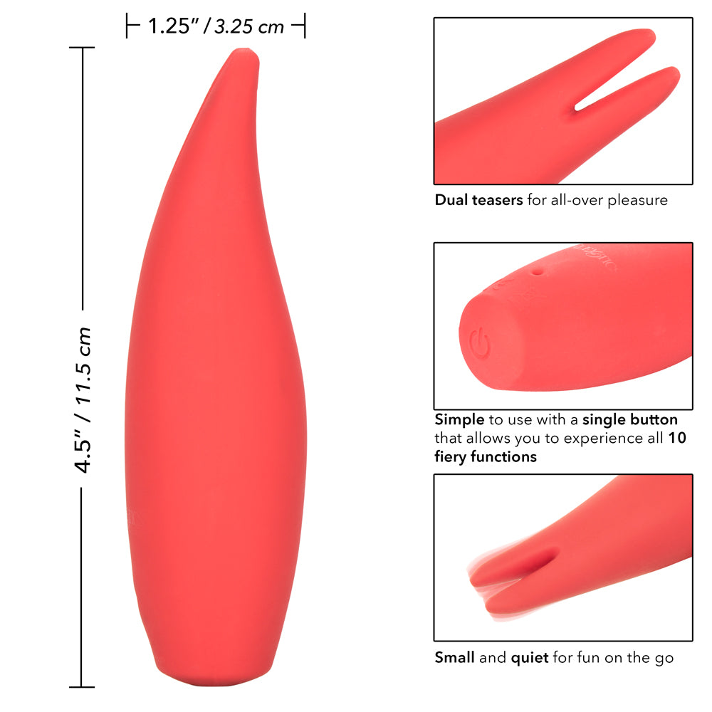 Red Hot - Flare - discreet vibrating massager is compact enough to go anywhere with you & its 10 whisper-quiet settings will leave you breathless. Red 8