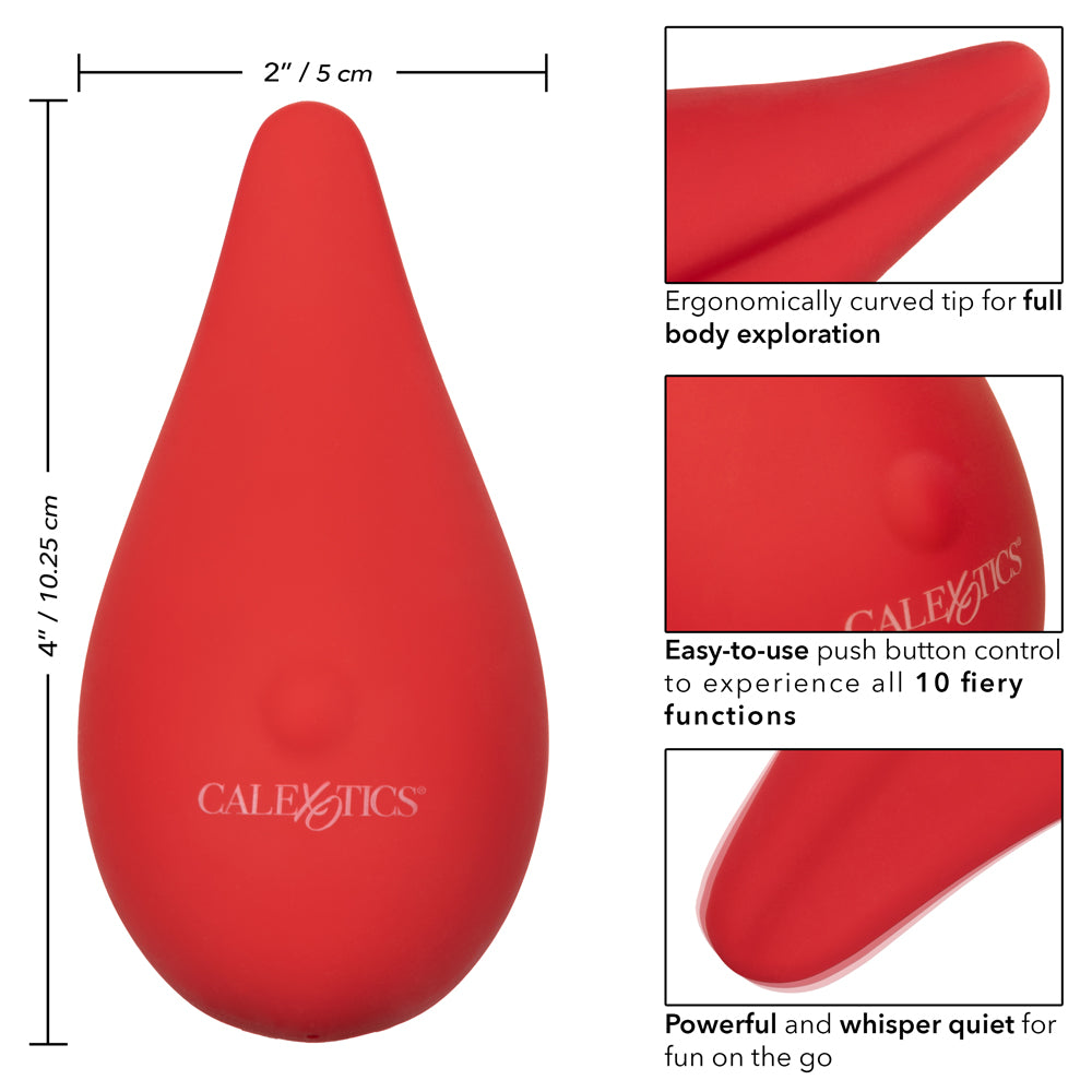 Red Hot Flicker vibrating clitoral massager has 10 vibration modes and precision flickering tip -details