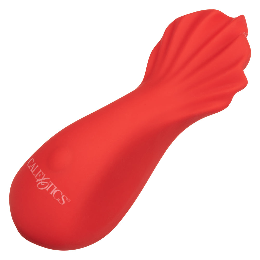Red hot fuego vibrating massager has 10 vibration modes in the 100% play area contoured body + flexible scallop-shaped tail for more stimulation 3.