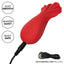 Red hot fuego vibrating massager has 10 vibration modes in the 100% play area contoured body + flexible scallop-shaped tail for more stimulation. USB-charger