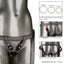 Her Royal Harness - The Regal Duchess - vegan leather strap-on harness has a sleek low-profile crotchless design w/ adjustable supportive straps + velvet lining. Pewter 4