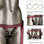 Her Royal Harness - The Regal Duchess - vegan leather strap-on harness has a sleek low-profile crotchless design w/ adjustable supportive straps + velvet lining. Red 4