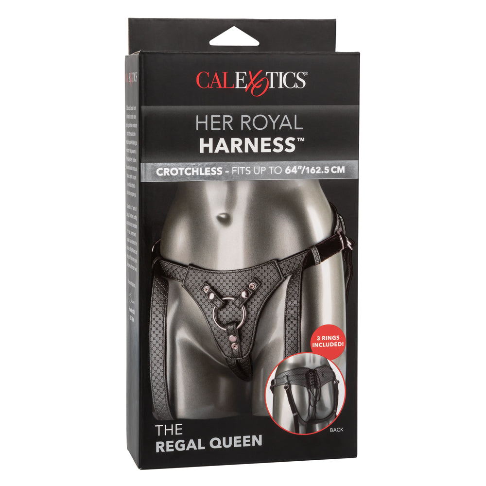 Her Royal Harness - The Regal Queen - adjustable vegan leather strap-on harness has a corset style back & supportive straps + velvet lining. Pewter 5