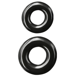Renegade Double Stack Cock Rings 2-Pack keeps you harder for longer & comes in 2 different sizes for a perfect fit & double stacking for an even stronger effect. Black.