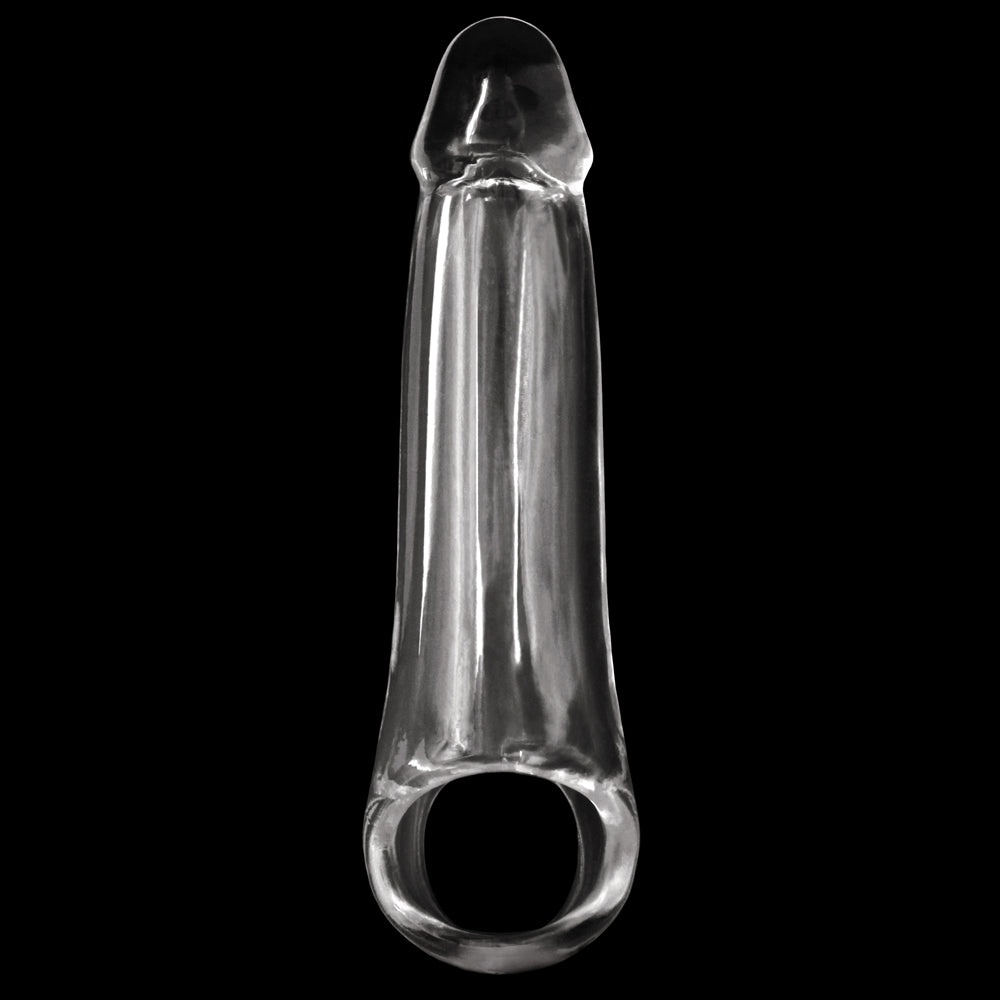 Renegade - Fantasy Extension - Medium -clear penis extender has a ball support strap & offers 6+ inches of pleasure w/ a solid head & thick walls to increase penis length & girth. 