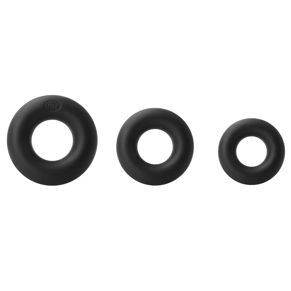 Renegade - Super Soft Power Rings - comfortable silicone cockrings come in a pack of 3 & are different sizes for customised fit & sensations. Black