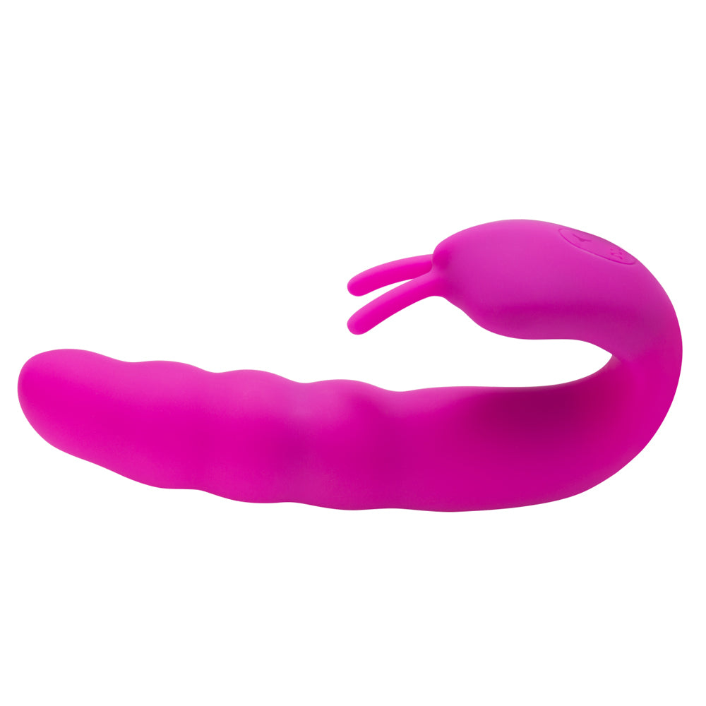 Ribbed Dual Stimulator With Rolling Ball -ribbed bulbous shaft & clitoral teaser that vibrates in 10 modes + a rolling G-spot precision ball . Rose (4)