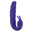 Ribbed Dual Stimulator - dual-motor vibrator has a ribbed bulbous shaft & a double-pronged clitoral teaser for 10 modes & turbo mode. Purple