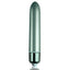 Rocks-Off Touch of Velvet Vibrating Bullet delivers 10 delicious vibration modes with its tapered precision tip. Waterproof & battery-operated. Aqua lily.