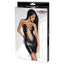 This Saresia Wet Look Plunging Criss-Cross Chain Dress has a criss-cross ornamental chain over an ultra-deep plunging neckline in figure-hugging wet look material for a provocative look. Package.