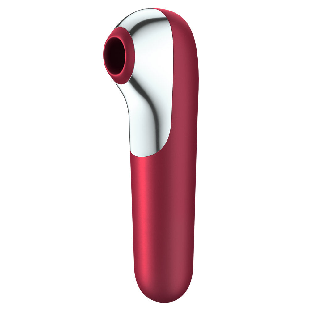 Satisfyer Dual Love - Air Pulse Vibrator -  app-compatible stimulator has 11 contactless clitoral Air Pulse functions + 11 vibration modes in a straight insertable shaft for versatile play. Red