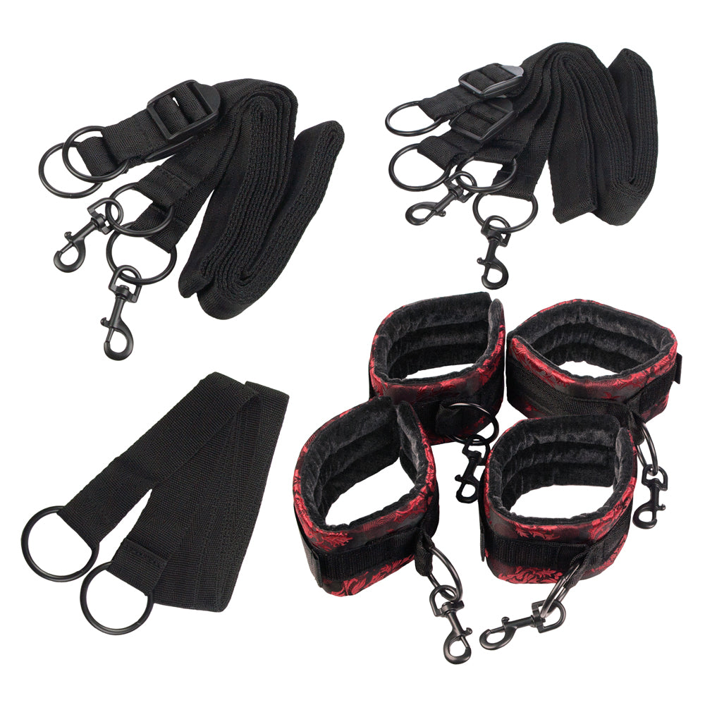 Scandal - Bed Restraints -come with 4 cuffs for wrists & ankles w/ connecting tethers & extensions for bondage fun on any bed size. 2