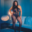 Scandal - Halter Lace Body Suit - Curvy - plus-sized bodystocking lingerie piece has a halter neck & intricate woven detail in stretchy, sheer mesh & lace that flatters your curves.