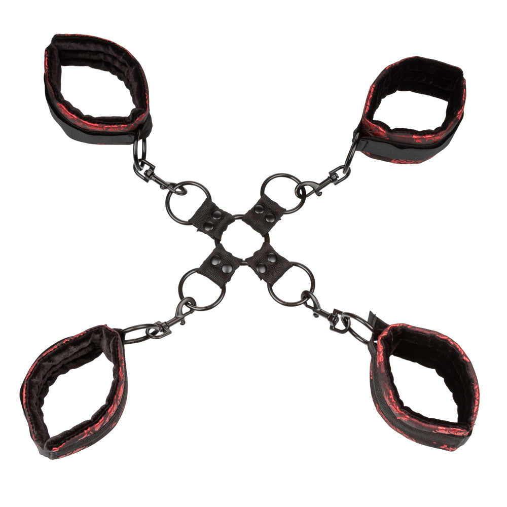 Scandal - Hog Tie - padded bondage accessory disassembles for use as individual wrist & ankle cuffs, & perfectly traps its wearer in a hog-tied position.