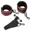 Scandal Over The Door Cuffs - detachable padded wrist cuffs use a sturdy acrylic dowel & adjustable strap to hook over closeable doors for quick restraint play. 3