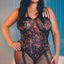 Scandal - Strappy Lace Body Suit- Curvy - bodystocking lingerie piece has a strappy shoulder detail & a stretchy, sheer mesh & lace design that flatters your curvy figure.