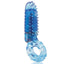 This vibrating cockring has a unique vertical bullet covered in pleasure ticklers for maximum clitoral contact. Blue.