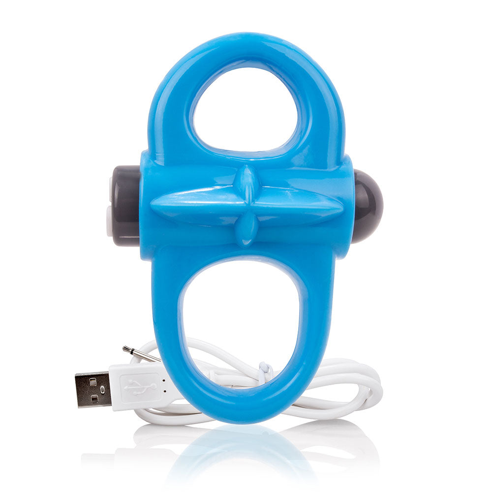Screaming O - Charged™ Yoga™ Cockring is super stretchy to bend & stretch with every move. The reversible design offers 2 ways to wear for 2 stimulating textures. Blue. (2)