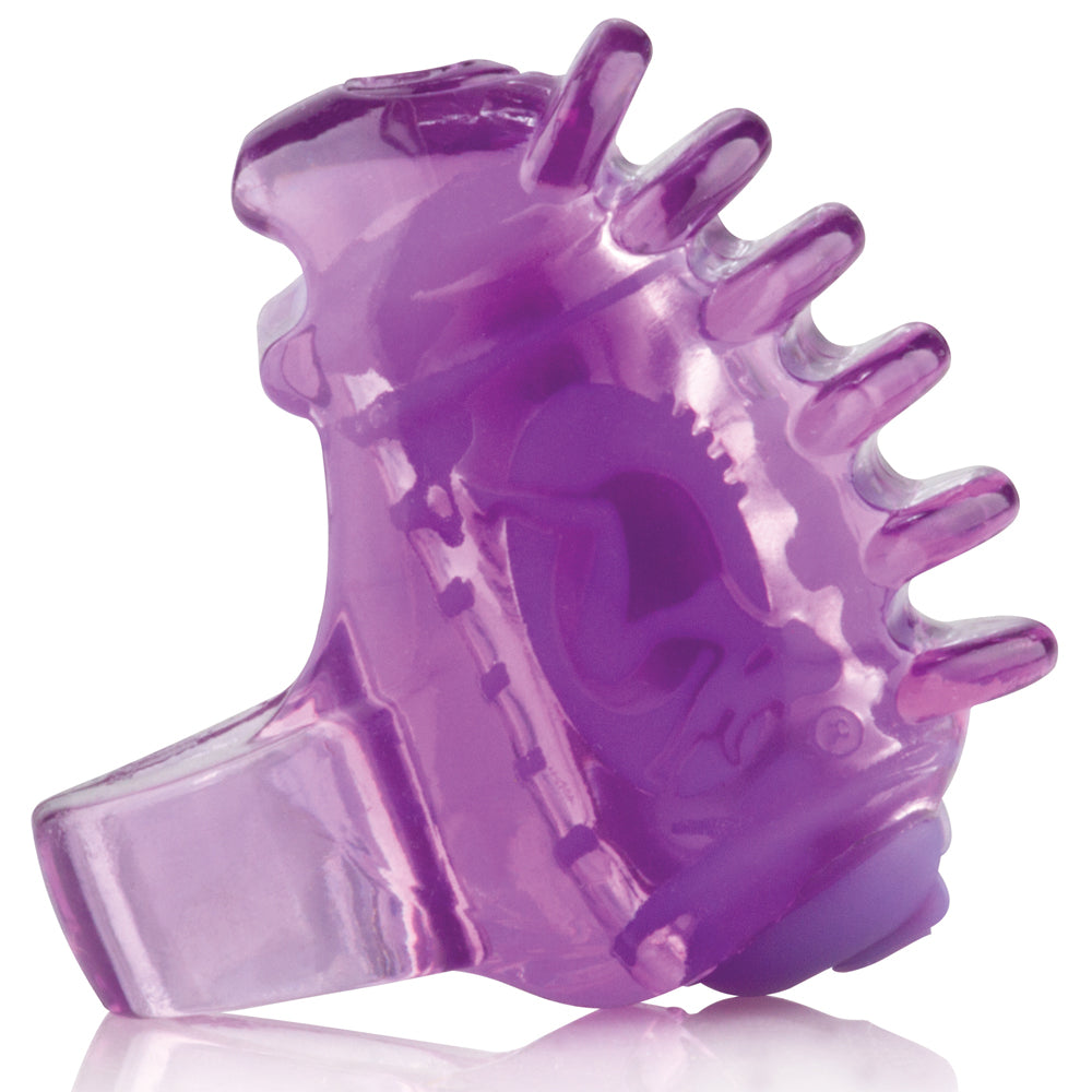 This disposable finger vibrator is the smallest mini vibe ever & puts buzzing pleasure at your fingertips w/ a comfy stretchy strap. Purple.