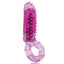 This vibrating cockring has a unique vertical bullet covered in pleasure ticklers for maximum clitoral contact. Purple.