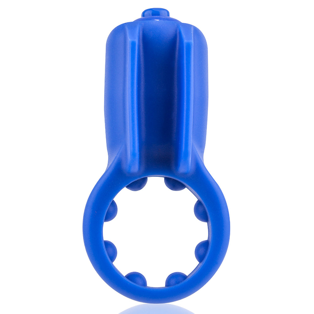Screaming O - PrimO Minx -4-mode vibrating cockring has an extra long motor packed into its vertical body & cradling fins to ensure maximum clitoral contact. Blue.