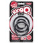 Screaming O RingO Pro x3 Cockrings - 3-pack includes the L, XL & XXL RingO Pro cockrings with wide flat designs. Black, pack