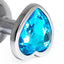 Seamless Metal Butt Plug With Heart Gem has a heart-shaped gem base that makes your butt look cute & glamorous while the material holds heat/cold for temperature play. Blue.