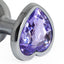  Seamless Metal Butt Plug With Heart Gem has a heart-shaped gem base that makes your butt look cute & glamorous while the material holds heat/cold for temperature play. Purple.